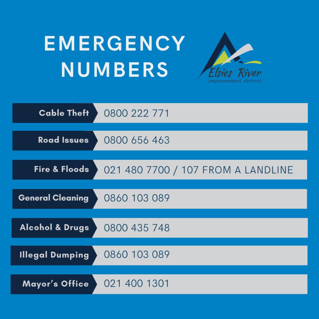 Elsie's River Improvement District Emergency Numbers